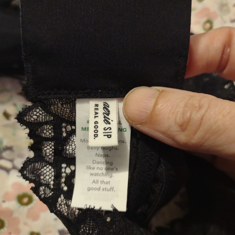 Aerie‎ Sunkissed Lace Triangle Bralette Black S Whimsigoth Romantic Lightweight - Picture 3 of 5
